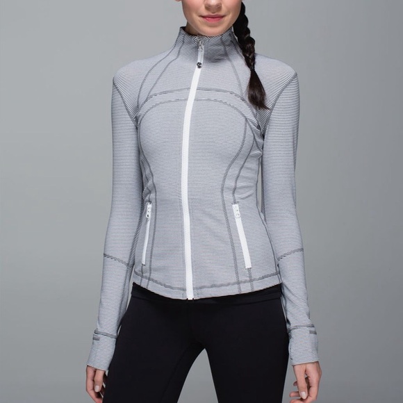 Lululemon Define Tonka Stripe Heathered Slate White Full Zip Athletic Jacket 10 - Picture 12 of 16